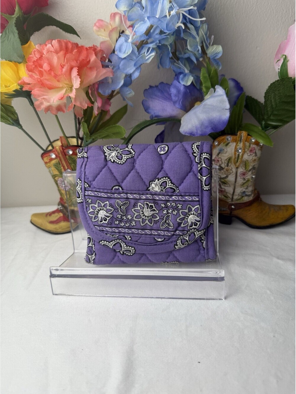 Vera Bradley Purple Bandana Pocket Wallet NWOT • Retired Hard to Find